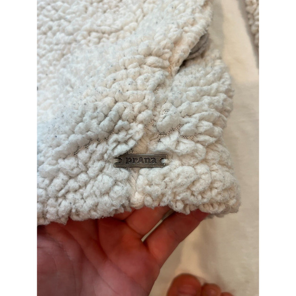 Prana Permafrost Half Zip Sherpa Hoodie Sweater Pocket Pullover Sherpa Cream M - Picture 4 of 11